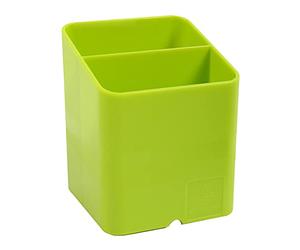 Exacompta - Ref 67725D - Iderama Collection - Pen-Cube Pen Pot - 74 x 74 x 93mm in Size, Space-Saving Design, 2 Sections for Desk Organisation - Lime Green