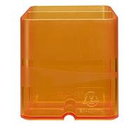 Exacompta - Ref 67746D - Linicolor Pen-Cube Pen Pot - 74 x 74 x 93mm, Modern & Space-Saving, 2 Distinct Sections for Pens & Pencils - Translucent Orange