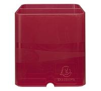 Exacompta - Ref 67754D - Linicolor Pen-Cube Pen Pot - 74 x 74 x 93mm, Modern & Space-Saving, 2 Distinct Sections for Pens & Pencils - Translucent Raspberry