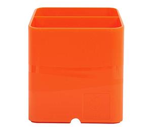 Exacompta - Ref 67788D_PAQ - Iderama Collection - Pen-Cube Pen Pot - 74 x 74 x 93mm in Size, Space-Saving Design, 2 Sections for Desk Organisation - Mandarin (Pack of 10)