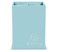Exacompta - Ref. 67862D - 1 square pencil pot with 4 compartments for storing tools by type/use in Aquarel cardboard - Dimensions 85x85x110 mm - Colour Pastel blue