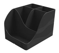 EXACOMPTA - Ref 69514D - 1 Pen Wave Neo Deco black pencil holder - with 5 compartments - 4 high compartments for large utensils and 1 bottom compartment for small utensils