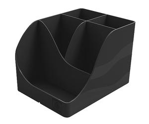 EXACOMPTA - Ref 69514D - 1 Pen Wave Neo Deco black pencil holder - with 5 compartments - 4 high compartments for large utensils and 1 bottom compartment for small utensils