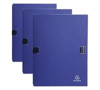 Exacompta - Ref. 720E - 1 Canvas Paper Strap Folder with Stretch Back and Metal Slider - Random Color (Pack of 3)