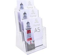 Exacompta - Ref. 75158D - 1 flyer dispenser on table - 3 compartments - Monobloc - Dimensions: Prof. 18.1 x width. 15.4 x Height. 28 cm - Format to file A5 - Crystal