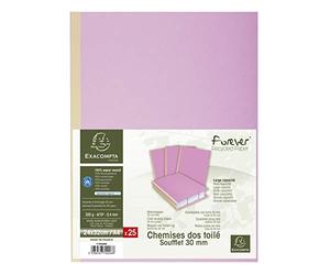 Exacompta - Ref 770008E - Forever Collection - Cloth Spine Folders - 240 x 320mm in Size, Suitable for A4 Documents, 3mm Spine, 320gsm Recycled Card - Lilac (25 Pack)