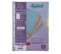 Exacompta - Ref. 7706E - Aquarel dividers - in 400g/m2 glossy card - 6 neutral tabs - A4 file format - index page provided - FSC certified - assorted colours