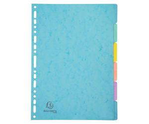 Exacompta - Ref 7706E - Box of 25 Aquarel Dividers - in Glossy Card 400 g/m2-6 Neutral tabs - A4 File Format - Index Page Included - FSC Certified - Assorted Colours