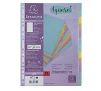 Exacompta - Ref. 7712E - Aquarel dividers - in 400g/m2 glossy card - 12 neutral tabs - A4 file format - index page provided - FSC certified - assorted colours
