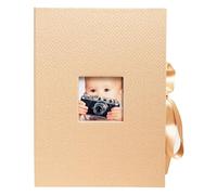 Exacompta - Ref 77602E - Box of 4 OfficeByMe Photo Boxes - Made of Beige Textured Paper - Personalisation Window - Ribbon Closure - for Storing Photos or Cards up to 13x18 cm