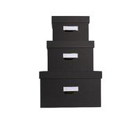 Exacompta - Ref 79601E - Set of 3 Office by Me Nesting Boxes - A4+/A5++ /A6++ - Made of Recycled Cardboard Covered with Black Textile Effect Paper - Label Holder with Rim