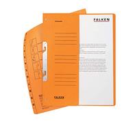 Exacompta - Ref 80000755001F - FALKEN - Hook-In Top-Down Flat Files - A4 (210 x 297mm) in Size, Half Cover for Identification, 250gsm Recycled Manilla - Orange (Pack of 50)