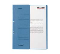 Exacompta - Ref 80003809001F - FALKEN - Eyelet Top-Down Flat Files - A4 (210 x 297mm) in Size, 250gsm Recycled Manilla, Half Cover for Identification - Blue (Pack of 50)