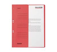 Exacompta - Ref 80003817001F - FALKEN - Eyelet Top-Down Flat Files - A4 (210 x 297mm) in Size, 250gsm Recycled Manilla, Half Cover for Identification - Red (Pack of 50)