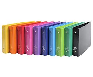 Exacompta - Ref. 829E - Box of 10 Iderama rolled files - 2 round rings diam 25 mm - spine 35 mm - external dimensions 16.5 x 24cm - file format 125x200 mm and 148x210 mm - assorted colors