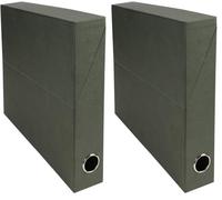 Exacompta - Ref 83123E - Economic Transfer Boxes - 250 x 330 x 50mm in Size, 50mm Metal Reinforced Spine, Suitable for A4 Documents, Hinged Lid - Dark Green (Pack of 2)