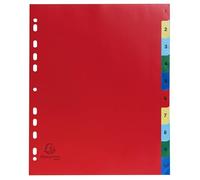 Exacompta - Ref 84E - Box of 20 Polypropylene dividers with 10 Digitally Printed tabs from 1 to 10 in Colour - Indexing Page for indexing - Format to File A4 Maxi - 24.5 x 29.7 cm