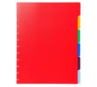 Exacompta - Ref 86002E - Box of 10 dividers Made of Rigid Polypropylene Multi-Coloured for Removable Ring Binders - 6 Neutral tabs - for A4 Format Maxi - Size 24 x 30.5 cm