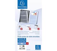 Exacompta - Ref 86111E - Box of 100 Refills for Removable Business Card Holders with Rings (Ref 75151E) - A5-Size 6 Business Cards per Page - Dimensions 13 x 21 cm