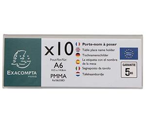Exacompta - Ref 86358D - Name Tag Display Stand - Suitable for A6 Paper Folded Landscape, Made from PMMA (Acrylic) Material - Clear Transparent (Pack of 10)