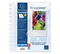 Exacompta - Ref 86471E - Kreacover Collection - Opaque Spiral Bound PP Display Books - 245 x 310mm in Size, Suitable for A4 Sized Documents, 40 Pockets, 80 Viewing Pages - White