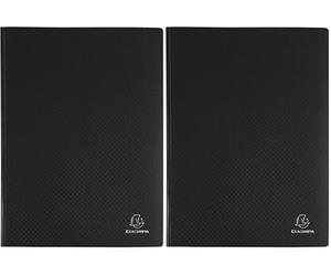 Exacompta - Ref 8821E - Semi-Rigid PP Display Book - Suitable for A4 Documents, Wipeable Cover, 500 Micron Polypropylene, 20 Pockets, 40 Viewing Pages - Black Cover (Pack of 2)