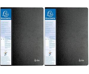 Exacompta - Ref 88601E - Opaque PP Display Book - 240 x 320mm in Size, Suitable for A4 Documents, Crystal Clear Pockets, 0.8mm Polypropylene, 60 Pockets, 120 Viewing Pages - Black (Pack of 2)