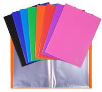 Exacompta - Ref 8860E - Box of 8 OPAK Document Holders - 60 Smooth Crystal Pockets - 120 Views - for A4 Size - Dimensions 24 x 32 cm - semi-Rigid Polypropylene Cover - Assorted Colours
