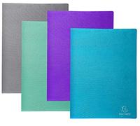 Exacompta - Ref. 88620E - Pack of 4 Teksto document protectors - 20 smooth crystal pockets - 40 views - for A4 - dim 24x32cm - semi-rigid card cover - zero plastic - 4 assorted colors