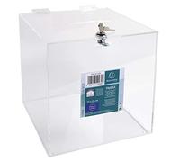 Exacompta - Ref 89158D - Lockable Suggestion Box with Lid and Key - 250 x 250 x 250mm in Size, High Quality, PMMA (Acrylic) Material, Hinged Lid - Transparent