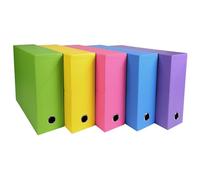 Exacompta - Ref 89329E - 5 Salsa transfer boxes made of textured paper - Spine 90 mm - With metal eyelet - For A4 size - Dimensions 25.5 x 34 x 9 cm - Delivered assembled