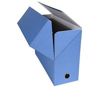Exacompta - Ref 89422E - Canvas Transfer Box - 250 x 330mm in Size, Suitable for Storing A4 Documents, 120mm Spine, Metal Finger Hole, Spine Label - Light Blue