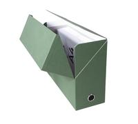 Exacompta - Ref 89423E - Box of 5 Transfer Boxes Made of Canvas Paper - 120 mm Spine - with Metal Eyelet - for A4 Size - Dimensions 25.5 x 34 x 12 cm - Colour: Green - Delivered Fully Assembled