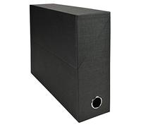 Exacompta - Ref 89521E - Canvas Transfer Box - 250 x 330mm in Size, Suitable for Storing A4 Documents, 90mm Spine, Metal Finger Hole, Spine Label - Black