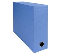 Exacompta - Ref 89522E - Canvas Transfer Box - 250 x 330mm in Size, Suitable for Storing A4 Documents, 90mm Spine, Metal Finger Hole, Spine Label - Light Blue