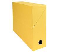 Exacompta - Ref 89529E - Canvas Transfer Box - 250 x 330mm in Size, Suitable for Storing A4 Documents, 90mm Spine, Metal Finger Hole, Spine Label - Yellow