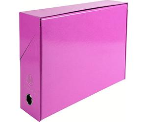 Exacompta - Ref. 89929E - 1 Iderama transfer box in mass-dyed paper - 90 mm spine - Metal eyelet - For A4 format - Dimensions 25.5 x 34 x 9 cm - Random colors - Delivered assembled