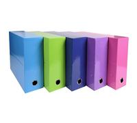 Exacompta - Ref 89929E - Iderama Collection - Transfer Box - 250 x 330 x 90mm in Size, Suitable for Holding A4 Documents, Premium Plastic-Coated Pressboard - Assorted Colours (Pack of 5)