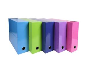 Exacompta - Ref 89929E - Iderama Collection - Transfer Box - 250 x 330 x 90mm in Size, Suitable for Holding A4 Documents, Premium Plastic-Coated Pressboard - Assorted Colours (Pack of 5)