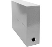 Exacompta - Ref 89937E - Iderama Collection - Box Transfer Case - 240 x 330mm in Size, Suitable for A4+ Documents, 90mm Spine, Reinforced Finger Hole - Grey