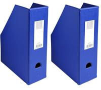 Exacompta - Ref 90162E - PVC Magazine File - Suitable for Storing A4 Documents,100mm Spine, Construction from 2mm Rigid PVC, Finger Hole & Label on Spine -Dark Blue (Pack of 2)