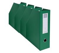 Exacompta - Ref 90163E - PVC Magazine File - Suitable for Storing A4 Documents,100mm Spine, Construction from 2mm Rigid PVC, Finger Hole & Label on Spine -Dark Green (Pack of 4)
