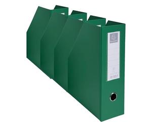 Exacompta - Ref 90163E - PVC Magazine File - Suitable for Storing A4 Documents,100mm Spine, Construction from 2mm Rigid PVC, Finger Hole & Label on Spine -Dark Green (Pack of 4)