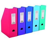 Exacompta - Ref 90180E - PVC Magazine File - Suitable for Storing A4 Documents,100mm Spine, Construction from 2mm Rigid PVC, Finger Hole & Label on Spine - Assorted Colours (Pack of 10)