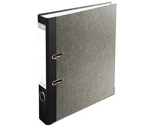 Exacompta - Ref 9044B - Prem'Touch Lever Arch File - 32 x 29cm in Size, Suitable for A4+ Documents, 50mm Spine, 50mm Rings, Metal Finger Pull - Grey Marbled Cover - Black Spine