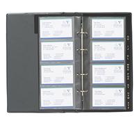 Exacompta - Ref DBCB4/BLUZ - Guildhall - Leatherette Business Card Slim Binder, 272 x 150mm, 16 Loose Sheets, 4 Anti-Glare Pockets, Holds 128 Cards - Blue