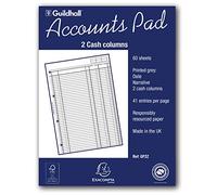 Exacompta - Ref GP2Z - Guildhall - Accounts Pad, A4 298 x 210mm, 60 sheets 70gsm, 2 Cash Columns, 41 Feint Lines, 4 Holes for Filing, FSC-Certified - White