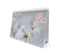 Exacompta - Ref GS037Z 2024 Desk Calendar/Monthly Planner Bee Design Month per Page Includes UK Holidays 210mm x 150mm Stands Securely on a Desk/Shelf Includes a section for Reminders & Notes