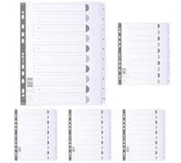 Exacompta - Ref MWD1-10Z-EW - Mylar Printed Indices - for Use with A4+ Documents, Pre-Punched, 160gsm White Card with Reinforced Plastic Tabs, FSC-Certified - 10-Part Dividers (1-10) (Pack of 5)