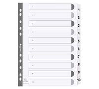 Exacompta - Ref MWD1-10Z - Mylar Printed Indices - For Use WithA4 Documents, Pre-Punched, 160gsm White Card with Reinforced Plastic Tabs, FSC-Certified - 10-Part Dividers (1-10)